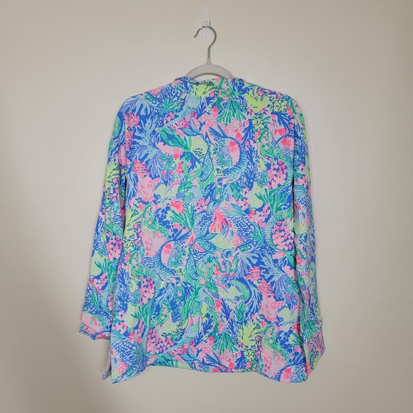NWT Lilly Pulitzer Skipper Tunic Top Multi Mermaid Cove Zip Up Medium - Picture 6 of 6